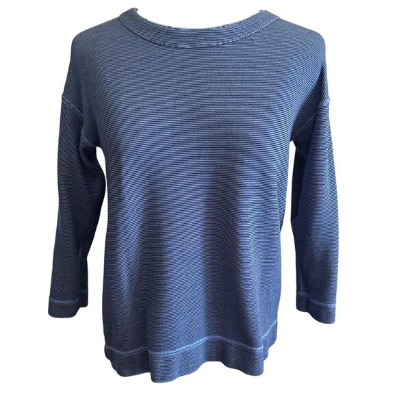 Lands End Reversible Blue Striped 3/4 Sleeve Top- Casual Everyday Size Small - Picture 4 of 7